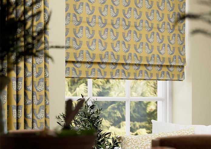 Scandi Birds, Mustard - Roman Blind - Image 5